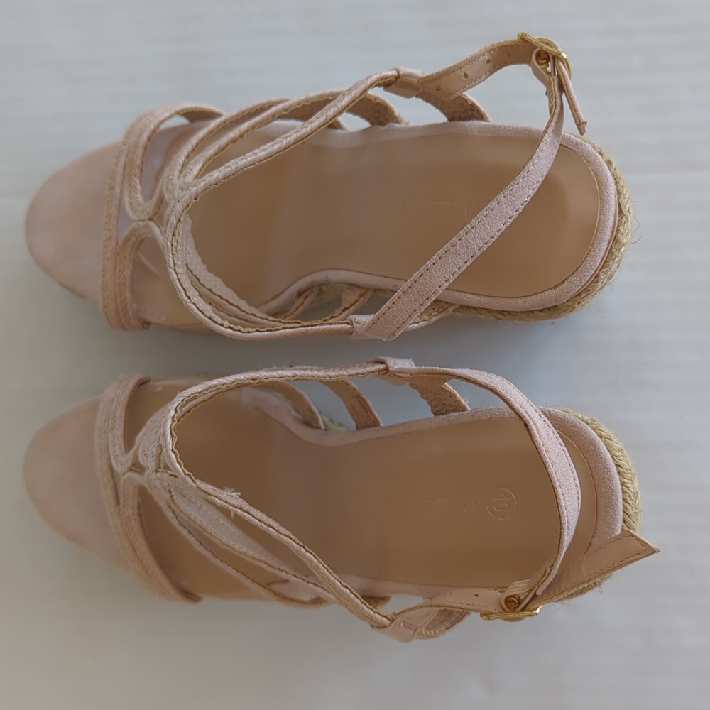 Wild Diva Lounge Strappy Jute Espadrille Wedge Sandal Shoes 10 Cream Beige/Tan - Picture 11 of 16